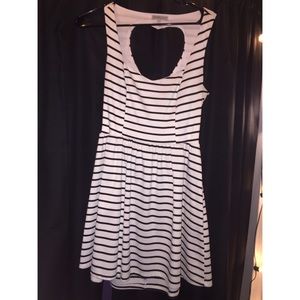 skater dress with black and white striped