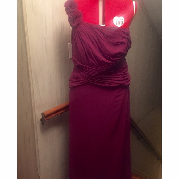 Wine colored, one shoulder evening gown