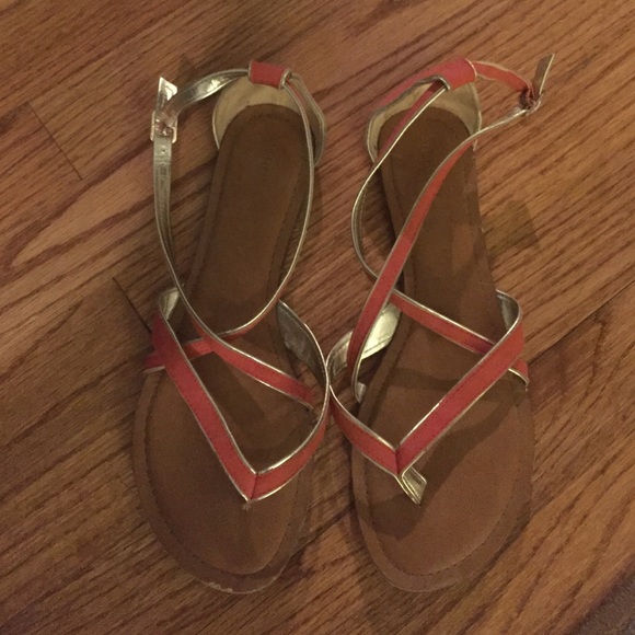 Target orange and gold strappy sandals