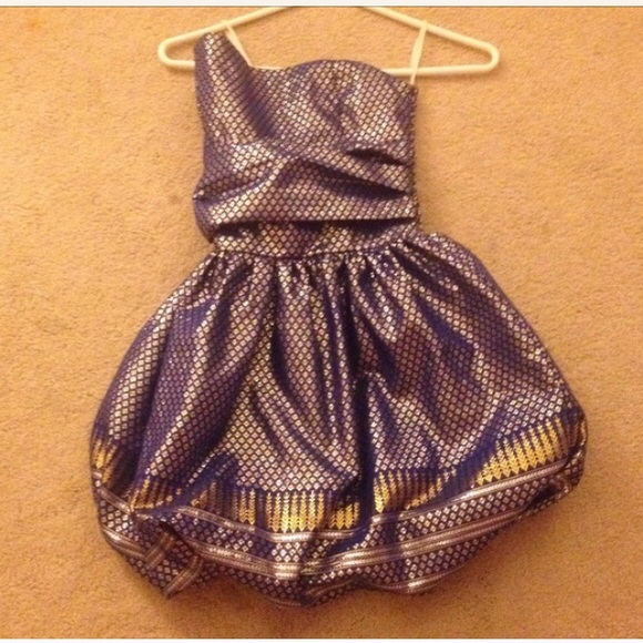 Blue and gold Stella milia dress