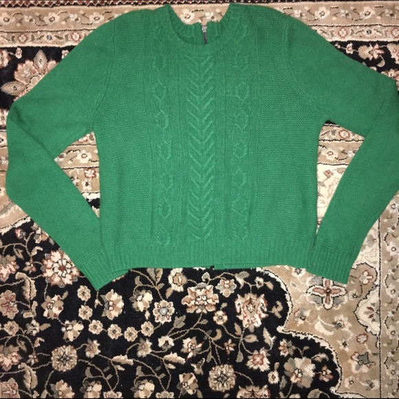 Rag and Bone cropped green cable sweater size L