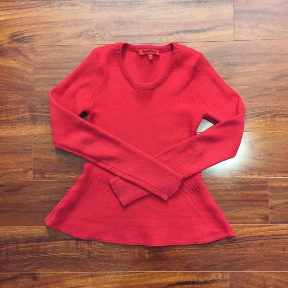 LAST ONE - Red Peplum Sweater Top - Picture 2 of 2