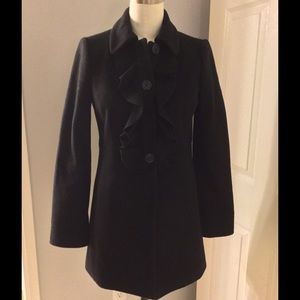 J. Crew wool ruffle front coat