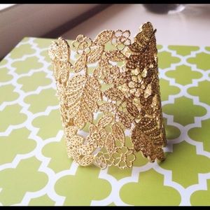 Stella and Dot Chantilly Lace Cuff Gold