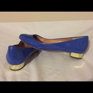 J Crew Blue Patent Flats Size 7.5