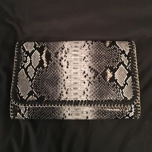 NWT Nordstrom snake clutch/cross body silver chain
