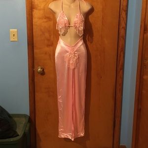 Sexy embellished  skirt and top set. Soft pink