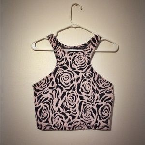 Vintage rose pattern crop top (light pink/black)