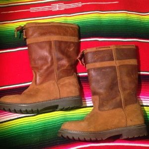 Waterproof leather brown winter boots