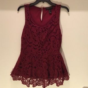 Front lace peplum top