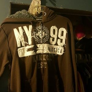Brown zipup nautica sweatshirt