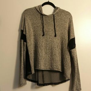 sporty mesh knit hoodie