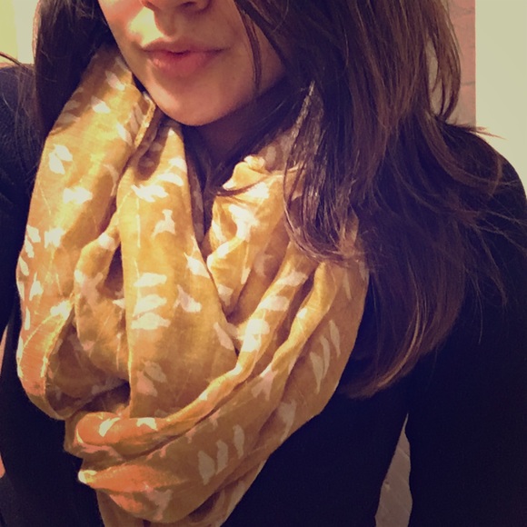 Yellow/ Gold Bird Infinity Scarf