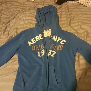 Blue aero zipup hoodie