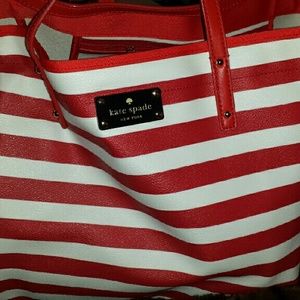 Kate Space Red & White striped Large Tote