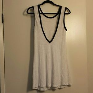 Deep V back Heathered  white dress casual