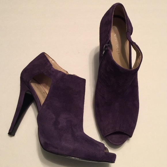 purple open toe booties