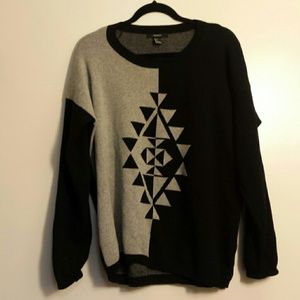 oversized asymetric triangle design knit sweater