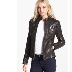 MICHAEL Michael Kors Quilt Trim Leather Jacket