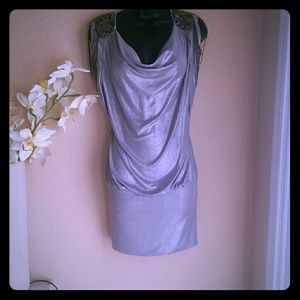 Chain/bead embellished silver dress