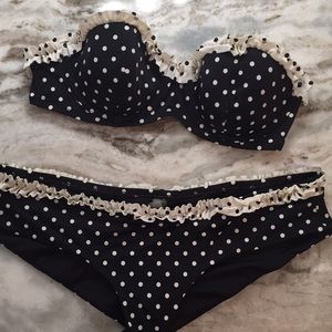 Victoria's Secret black/white polka dot suit