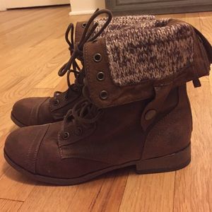 Brown combat boots