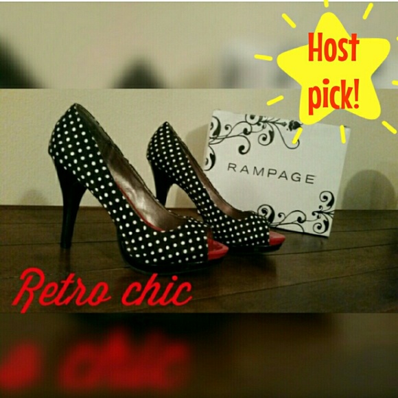 Rampage Shoes - Rampage black and white polka dot heel