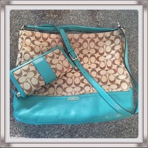 Coach - Teal Large Purse and Wallet