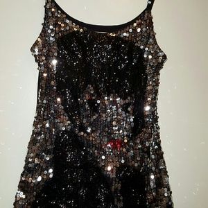 Trendy sequined black top