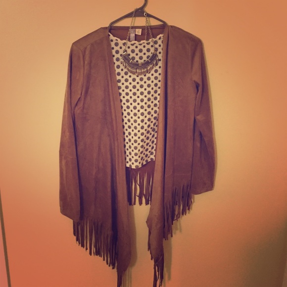 Brown fringe cardigan
