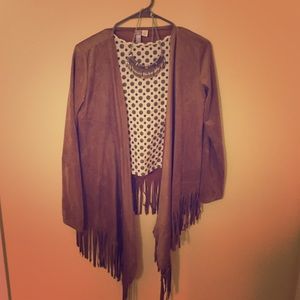 Brown fringe cardigan