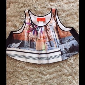 Clover Canyon Printed Pleated Crop Top Sz S NWOT Clover Canyon Printed Pleated Crop Top Sz S NWOT