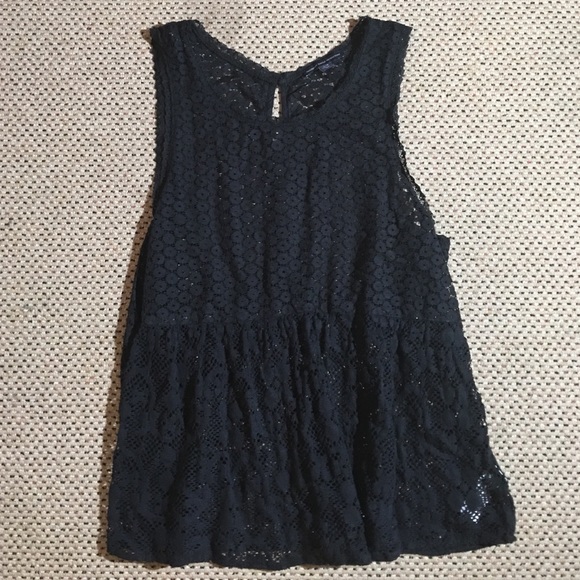 Black Lace See through Peplum top