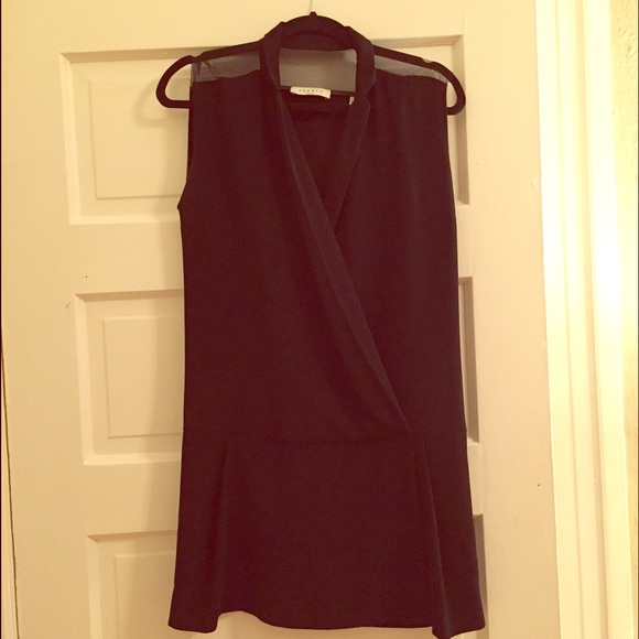 Sandro black tuxedo draped dress