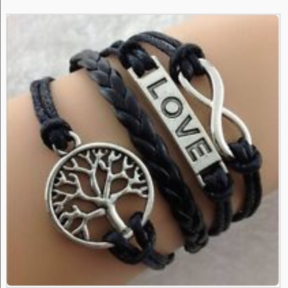 Chocolate brown leather infinity bracelet