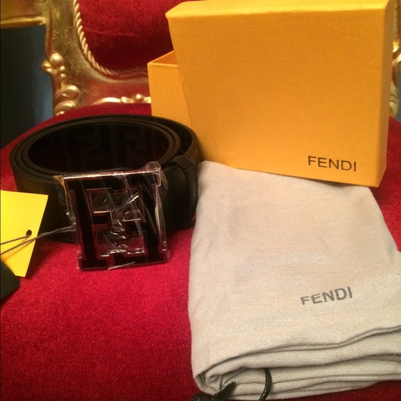 Authentic Fendi black belt with a metallic buckle main image 4