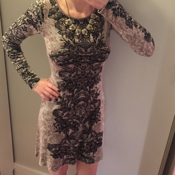 BCBG fit and flare embroidered dress