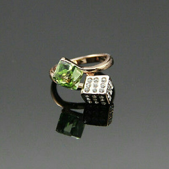 Rose gold plated CZ dice ring pick ur size