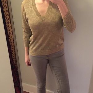 J.Crew gold V neck sweater