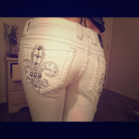 White straight leg miss me's