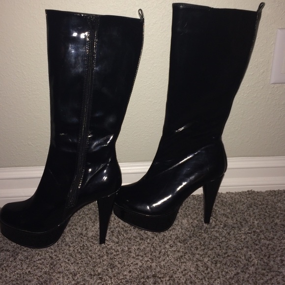 Patten leather boots