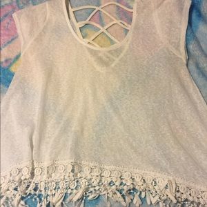 Top with Criss Cross Back & Fringe Bottom