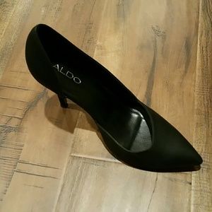 Sale**Aldo black open ankle pumps