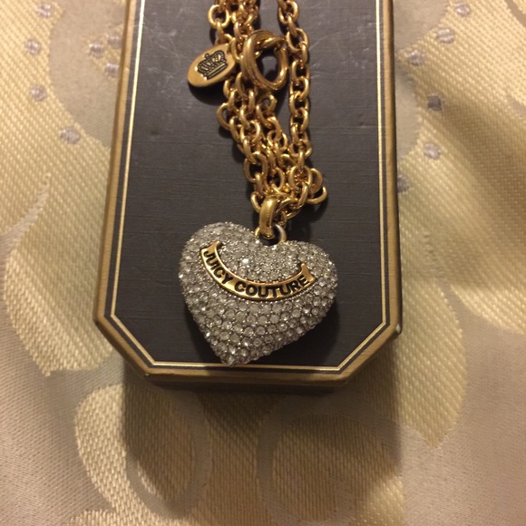 Juicy Couture gold chain w/ diamond heart pendant - Picture 2 of 3