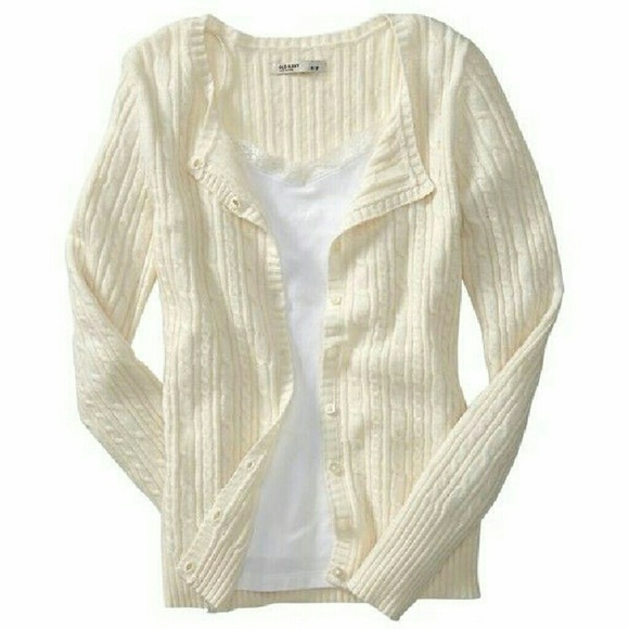 Old Navy Cream Cable Knit Cardigan