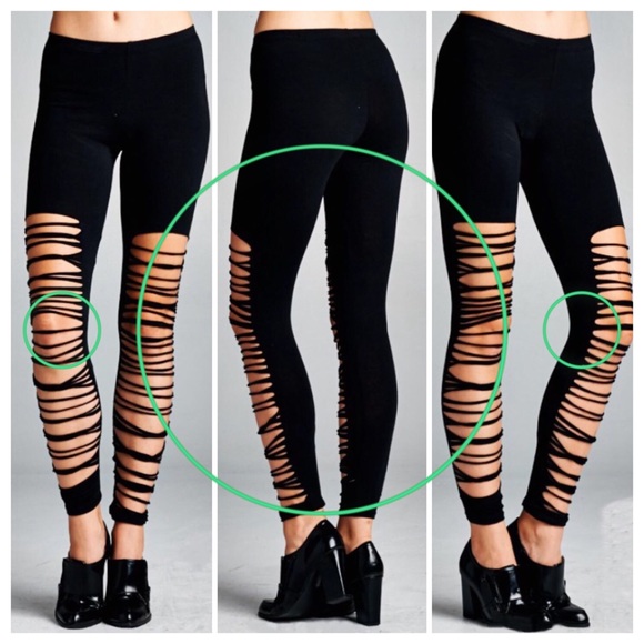 🌺HOST PICK 5/7🌺BLACK RIPPED LEGGINGS! - Picture 2 of 2