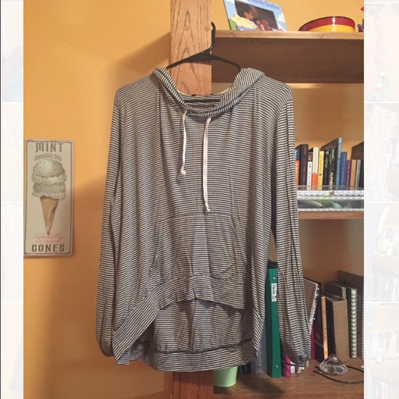 Long soft hoodie jacket- striped