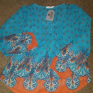 NWT Blu Pepper 100% Poly Blouse Sz Sm