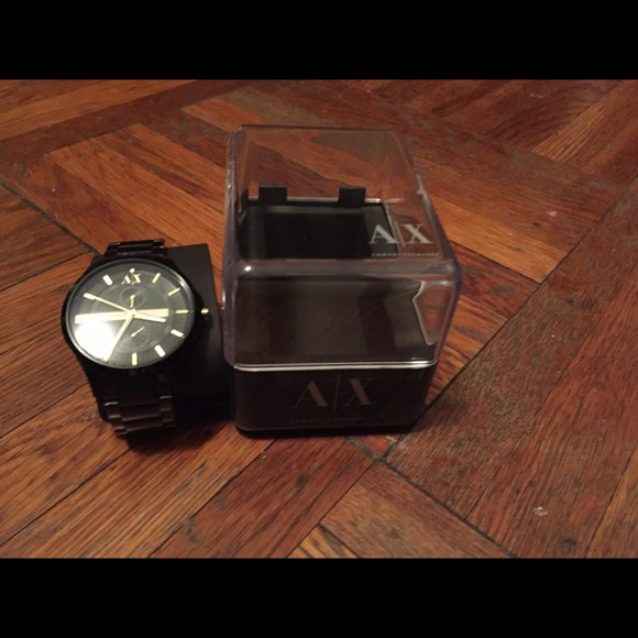 Armani Exchange black and gold watch main image 4