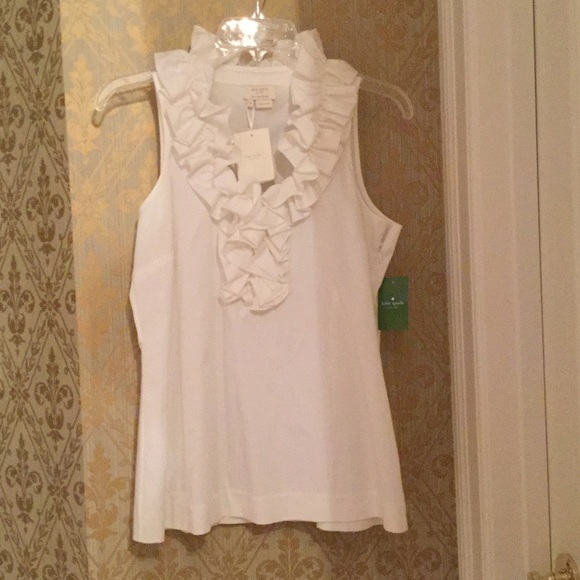 BRAND NEW Kate spade white ruffle blouse in Size M